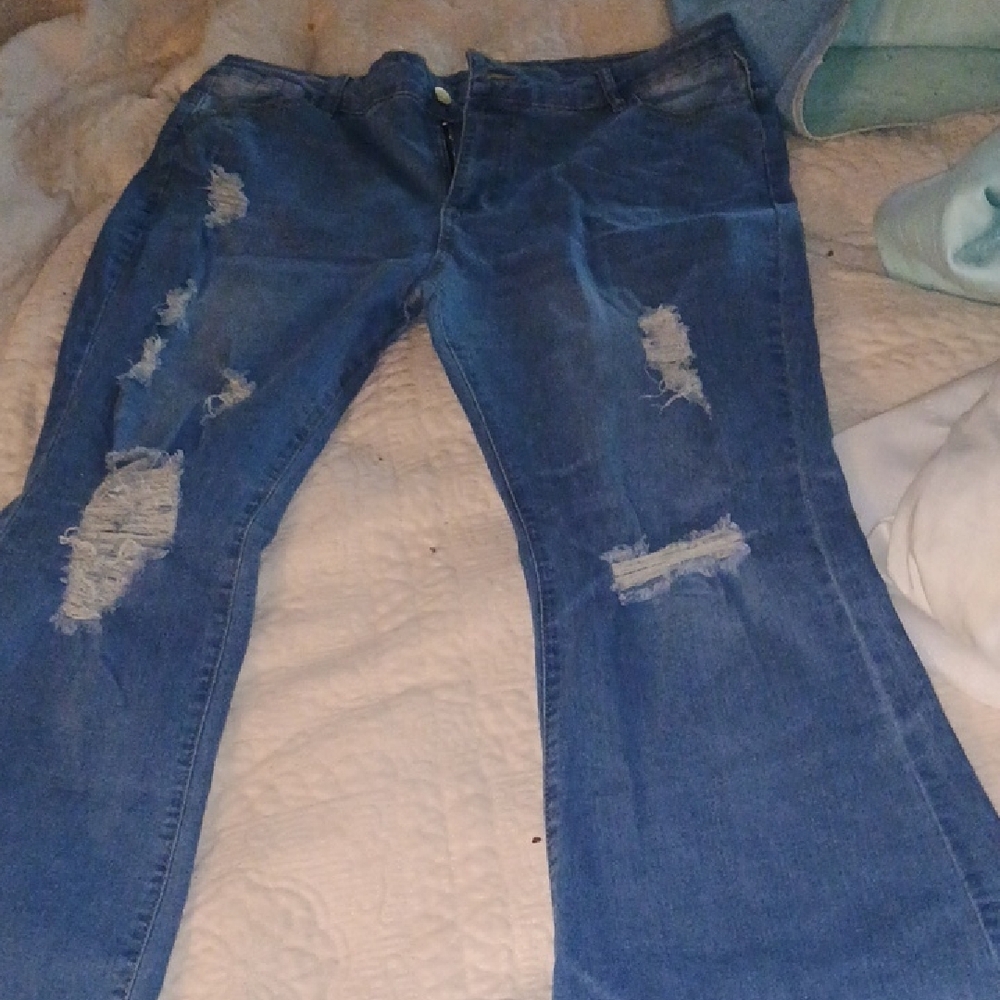 Blue Distressed Women's Jeans